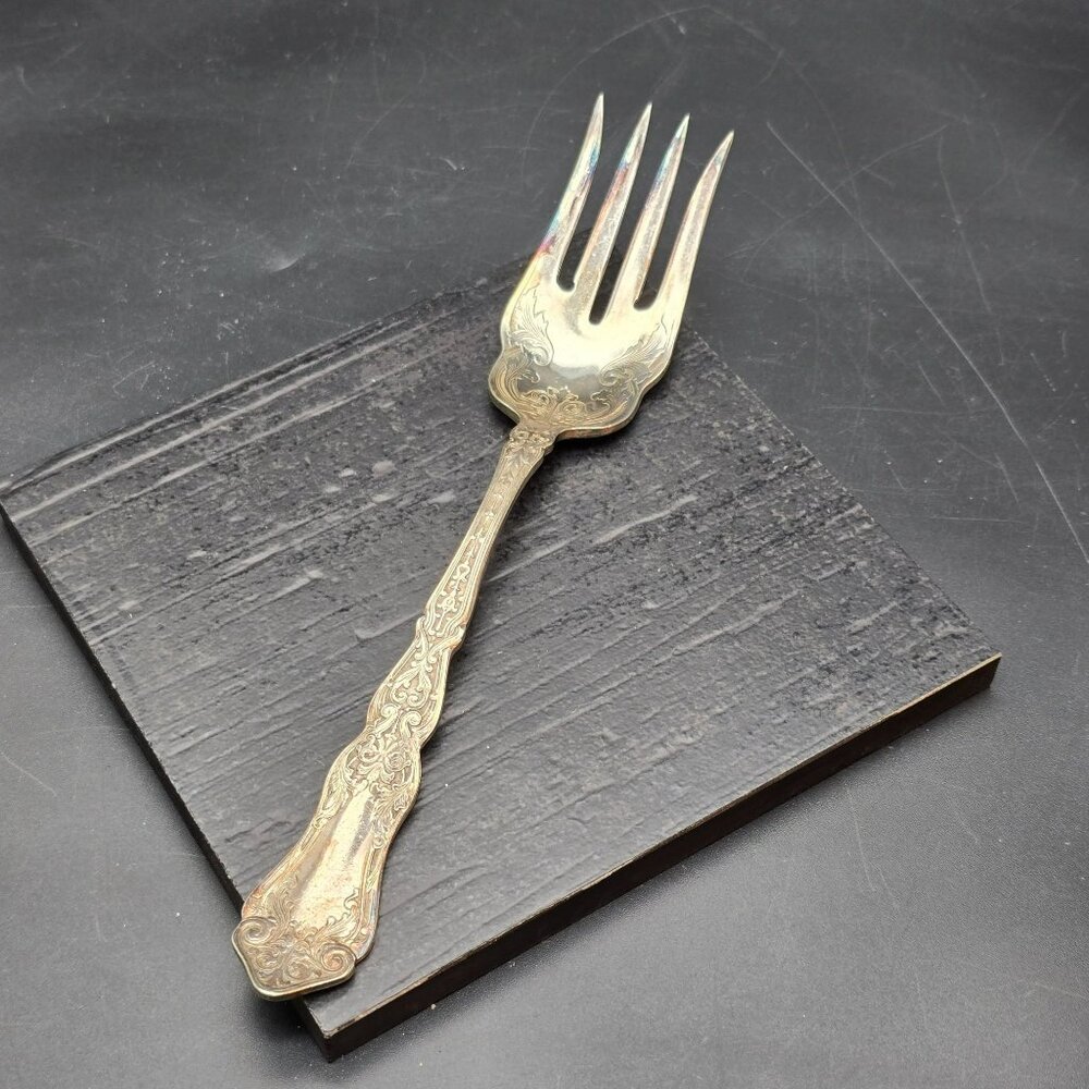 Antique Silverplate Rogers AA Serving Fork With Intricate Floral Design HS274